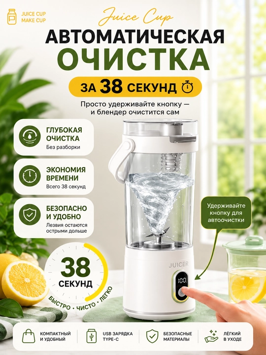 Portativ BLENDER BS-B02 600 ml, simsiz USB, 50W mini sharbat siqqich