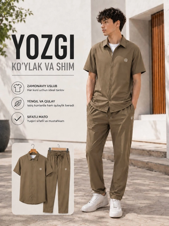 Erkaklar uchun yozgi ko’ylak va shim komplekti - 