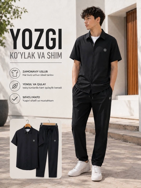 Erkaklar uchun yozgi ko’ylak va shim komplekti - 