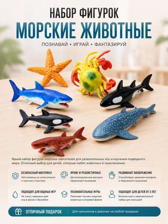Набор фигурок морских животных