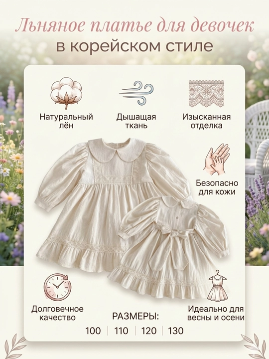Льняные платья для маленьких принцесс