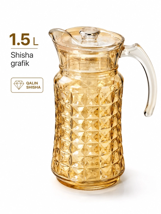 Shisha grafin 1.5L suv uchun, oshxona, sovg‘a, bahor yoz, ichimliklar