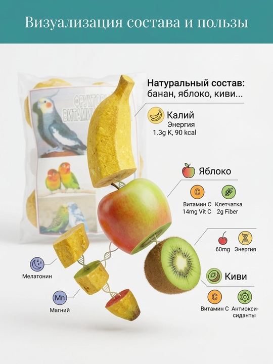 Фруктовый мел для попугаев, минеральный камень с витаминами и кальцием для точки клюва
