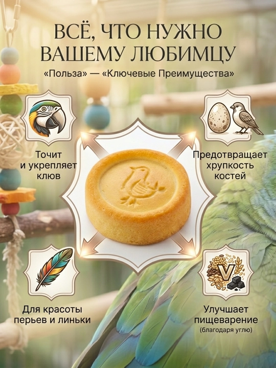 Фруктовый мел для попугаев, минеральный камень с витаминами и кальцием для точки клюва