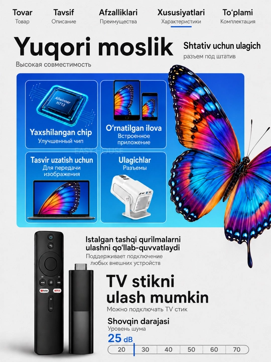 Мини проектор HY320 Mini, домашний кинотеатр смарт проектор