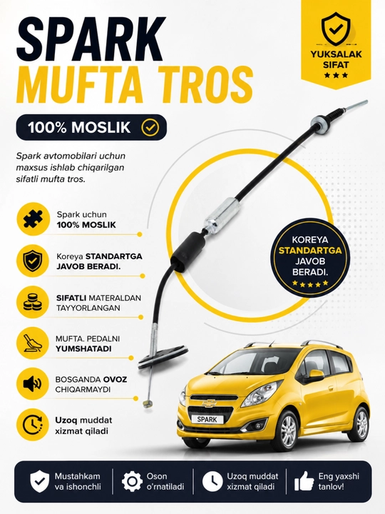 Трос сцепления для Damas, Labo, Matiz, Matiz Best и Spark - 