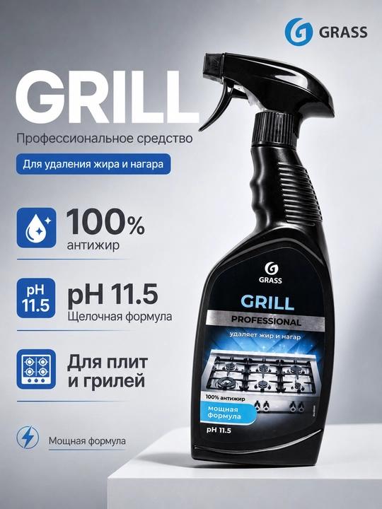 Grass Grill Cleaner universal oshxona tozalash vositasi, yogʻ va qurum ketkazuvchi, 600 ml