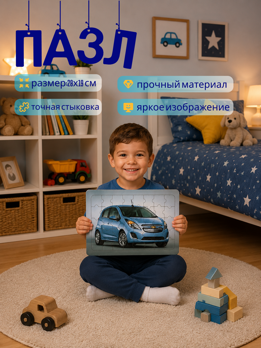 Bolalar uchun pazl 28×19 sm rivojlantiruvchi karton pazl yorqin rasm bilan - 