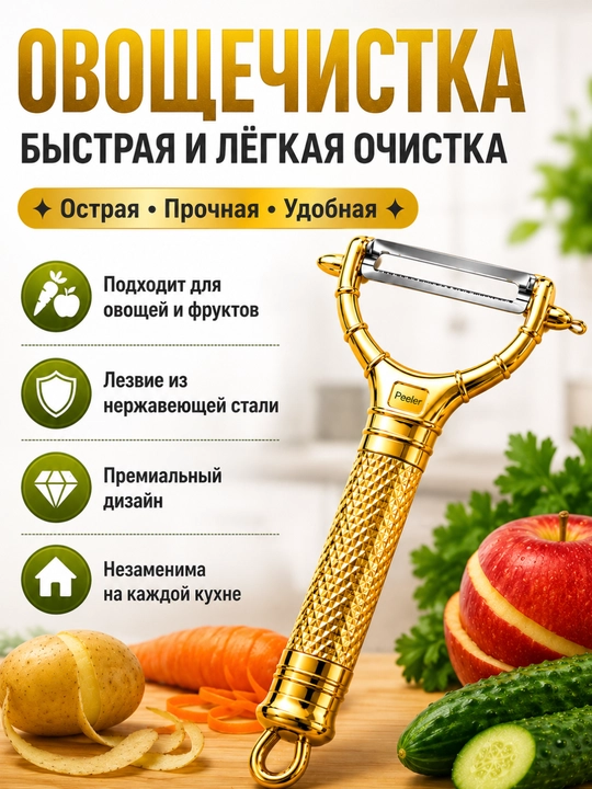 Премиум овощечистка, очиститель фруктов и овощей, стальная 