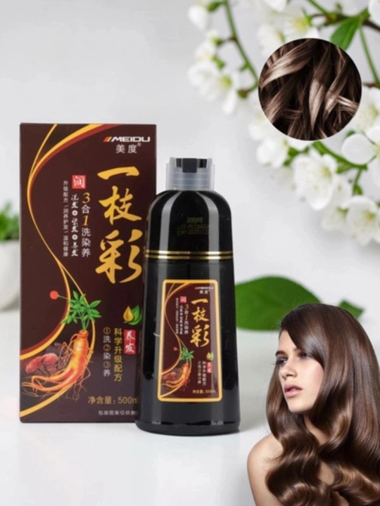 Sochlarni tiklash va bo‘yash uchun jenshen qo‘shilgan 3 ta 1 da balzam-bo‘yoq shampuni, 500 ml - 
