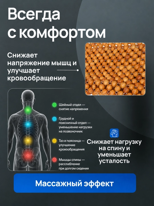 Tabiiy yog'ochdan yasalgan universal avtomobil o'rindig'i uchun massajli g'ilof 1 dona
