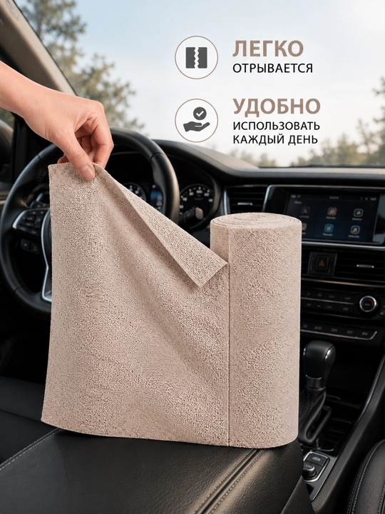 Салфетка из микрофибры в рулоне для уборки, многоразовая
