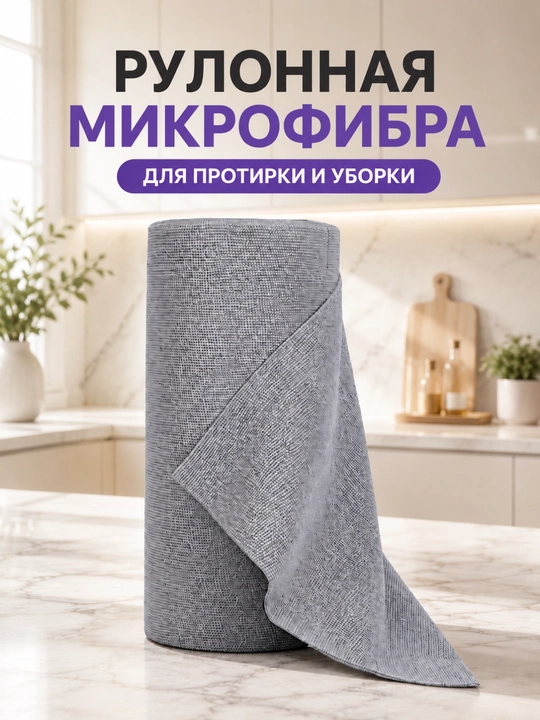 Салфетка из микрофибры в рулоне для уборки, многоразовая - 