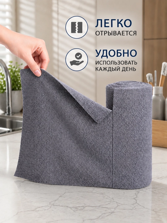 Салфетка из микрофибры в рулоне для уборки, многоразовая