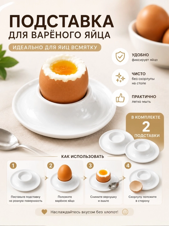 Подставка для яйца всмятку и пашот, набор 2 шт - 