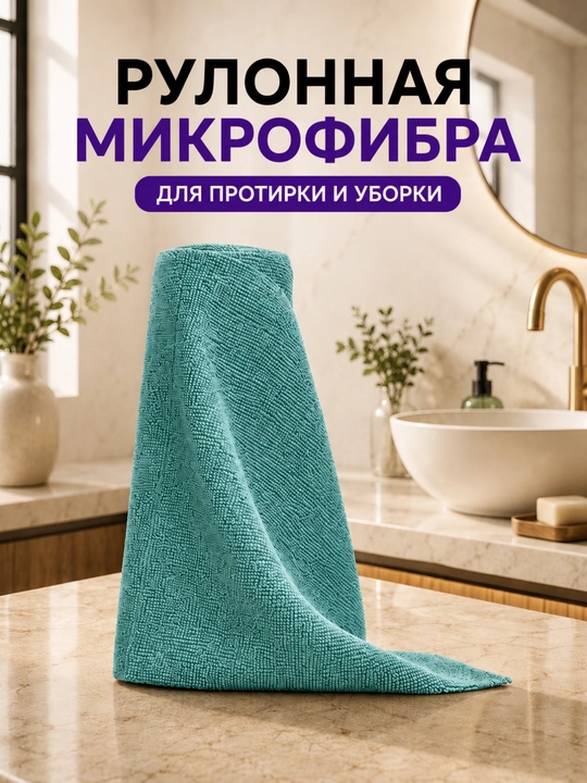 Салфетка из микрофибры в рулоне для уборки, многоразовая - 
