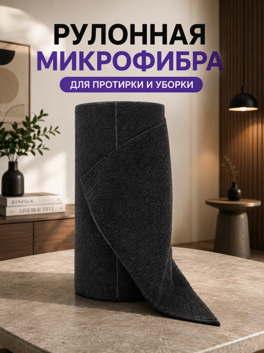Салфетка из микрофибры в рулоне для уборки, многоразовая