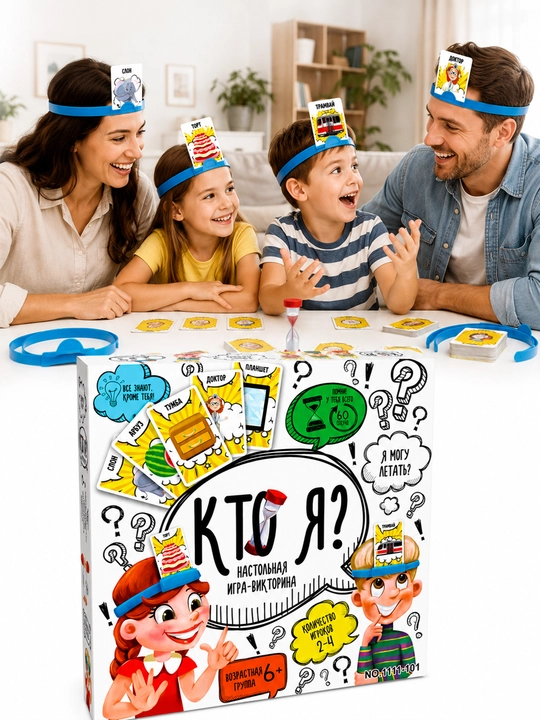 Настольная игра «Кто Я?» для детей и семьи, развивающая викторина 6+, карточная игра