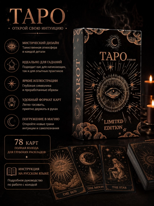 Tarot kartalari 12 xil koloda, fol ochish va bashorat qilish uchun, 78 ta karta, ruscha