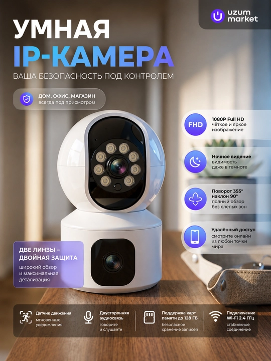 Умная WiFi камера уличная камера видеонаблюдения Full HD с функциями поворота и наклонаPTZ - 