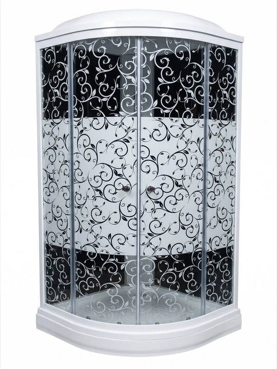 Dush kabinasi, Triton 88x88 sm, tropik dush va qo'l dushi bilan, oq naqshli shisha