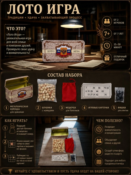Настольная игра «Лото» в коробке - 