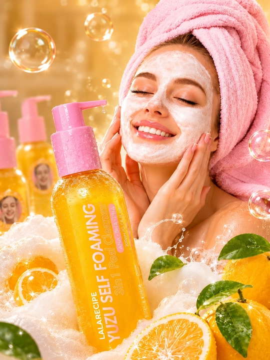 Yuzu Self Foaming 3 in 1 yuz yuvish ko‘pigi Vitamin C, yuzni tozalovchi va pilingli ko‘pik