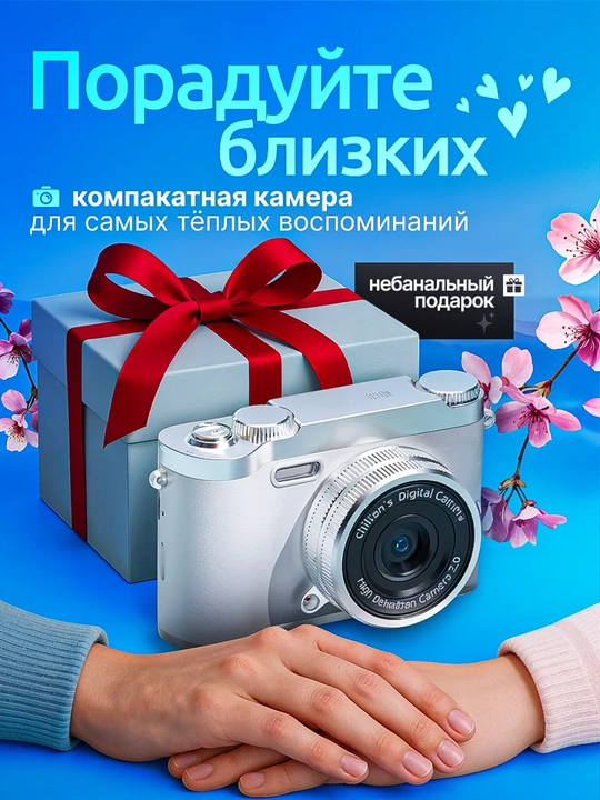Portable digital point-and-shoot camera with HD 1080P, 8X digital zoom, AF focus