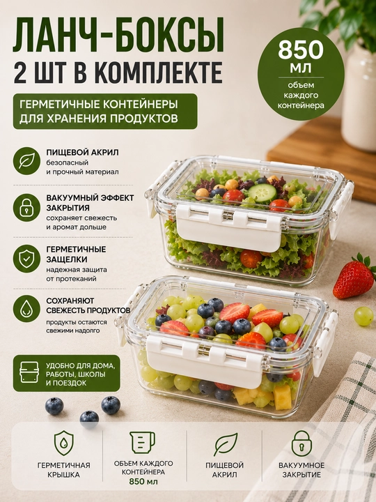 Акриловый контейнеров, ланч-бокс для хранения продукции - 