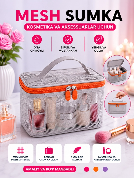 To‘rli kosmetika, yo‘l, ayollar, kosmetika va aksessuarlar uchun organayzer