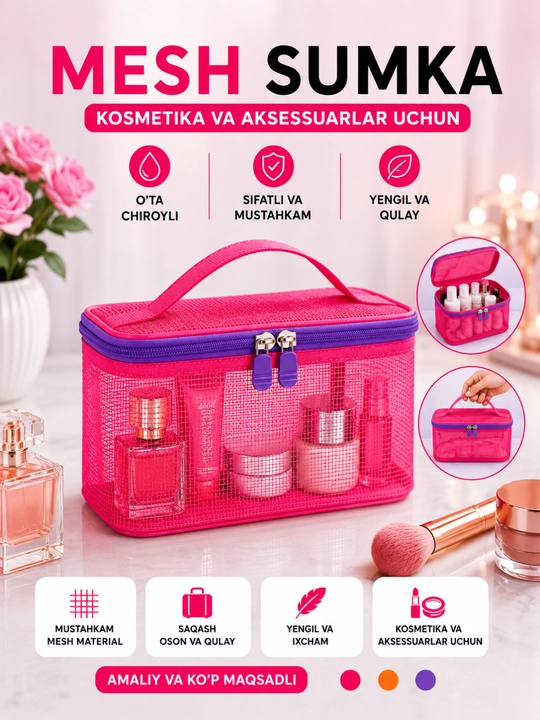 To‘rli kosmetika, yo‘l, ayollar, kosmetika va aksessuarlar uchun organayzer
