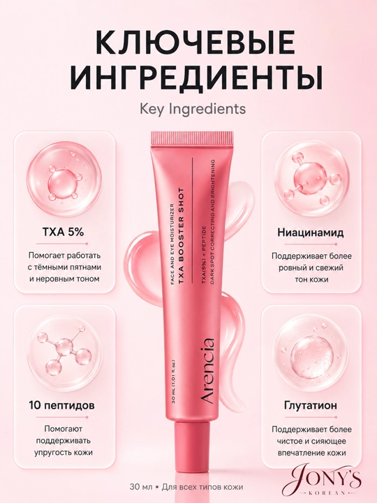 Arencia крем-бустер для лица, увлажнение, сияние и упругость
