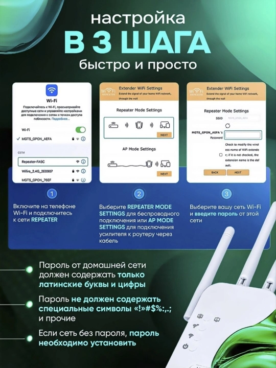 Усилитель Wi-Fi сигнала репитер Усилитель Wi-Fi сигнала Мини роутер