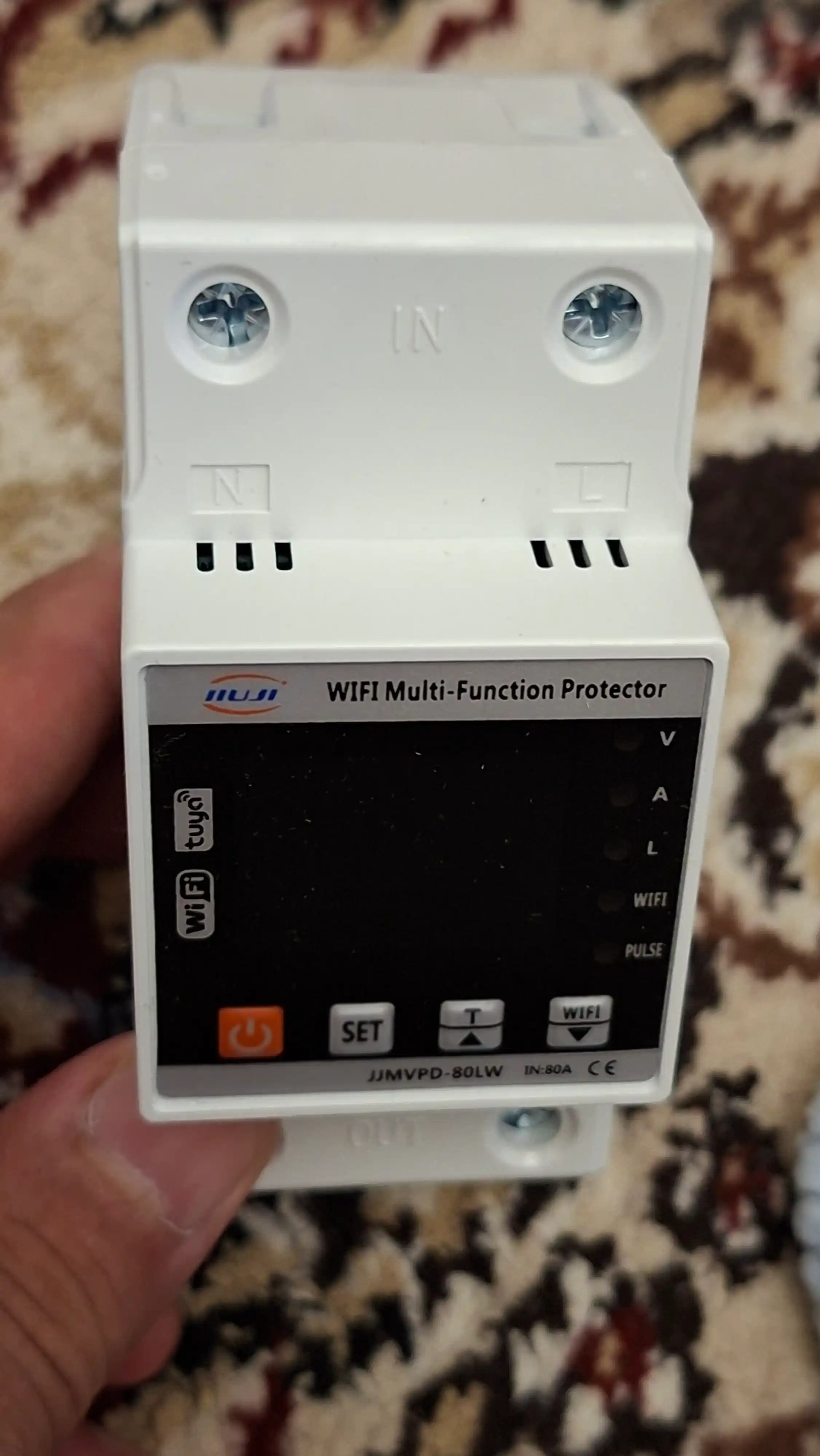 WiFi himoya relesi JJMVPD-80LW 220V 80A, TUYA, displeyli, energiya hisoblagichi bilan
