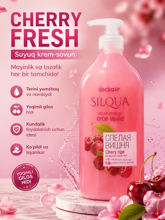 Жидкое крем-мыло Éclair Silqua Gentle Aloe с экстрактом алоэ вера, 1 л - 