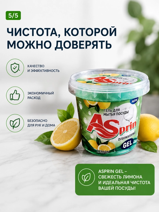 AS Lemon idish yuvish geli, universal tozalovchi gel, 900 g