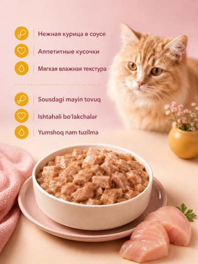 MIR Miracat влажный корм для кошек, курица в соусе, 75 г, 5 шт