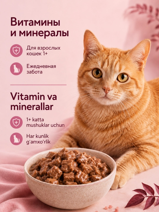 MIR Miracat mushuklar uchun mol go‘shtli sousli nam yem, 75 g, 5 dona