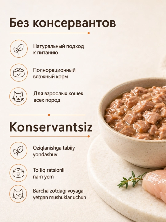 Miratorg mushuklar uchun tovuqli raguli nam yem, 75 g, 28 dona