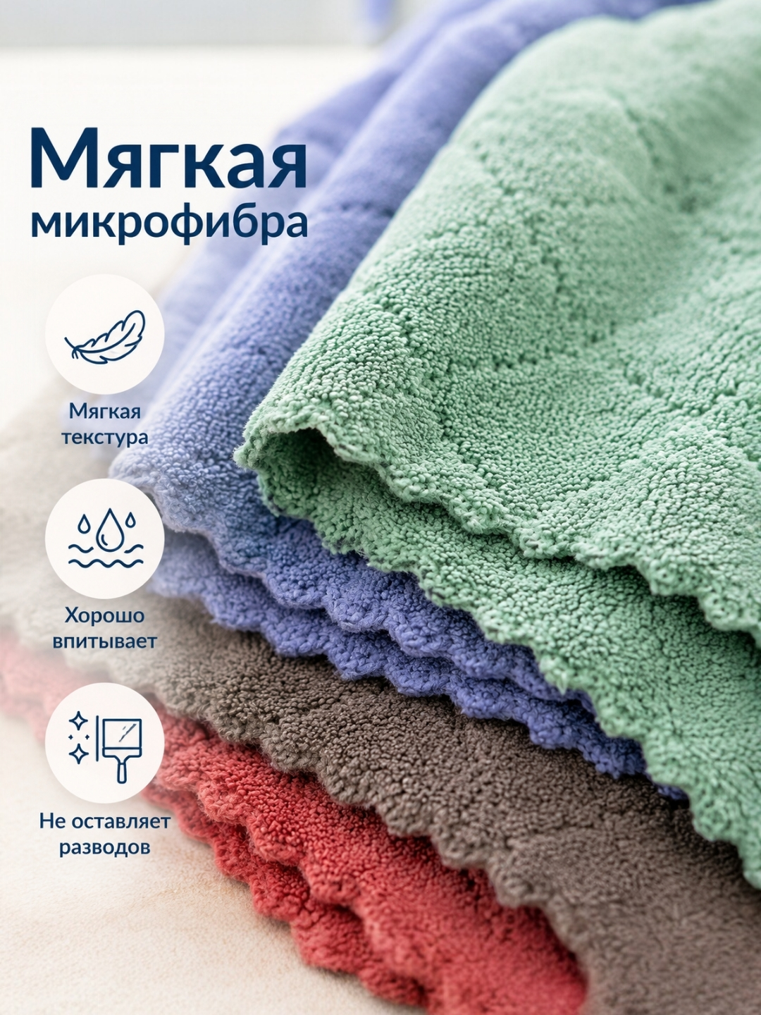 Тряпки для уборки из микрофибры 3-10-15 шт, универсальные салфетки для кухни, полотенце