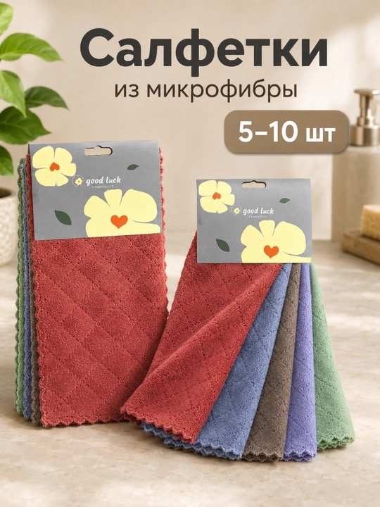 Тряпки для уборки из микрофибры 3-10-15 шт, универсальные салфетки для кухни, полотенце