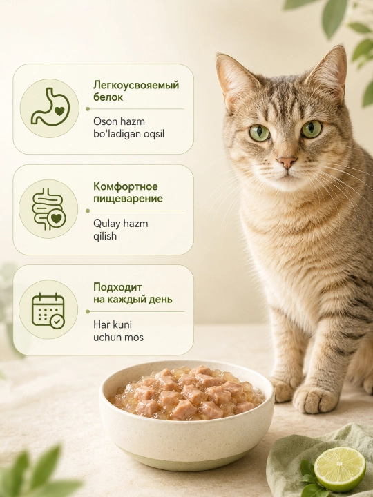 MIR Meat katta mushuklar uchun qo‘zi go‘shtli jeleli nam yem, 75 g, 28 dona