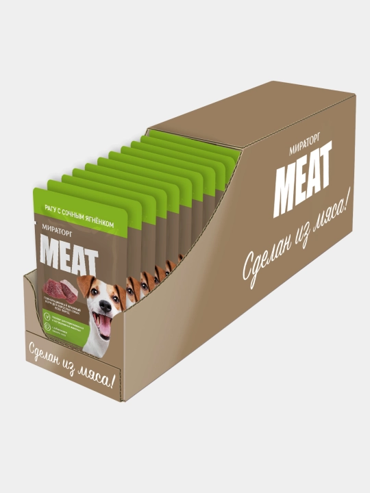 MIR Meat katta itlar uchun qo‘zi go‘shtli raguli nam yem, 80 g, 28 dona
