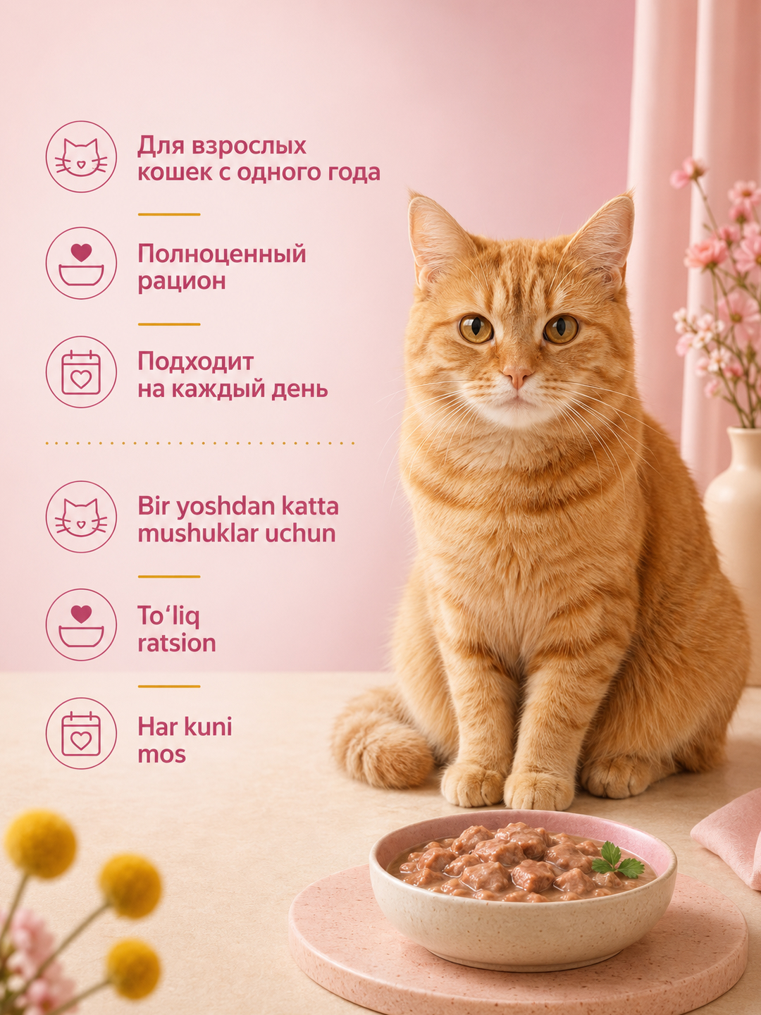 MIR Miracat katta mushuklar uchun tovuqli sousli nam yem, 75 g, 28 dona