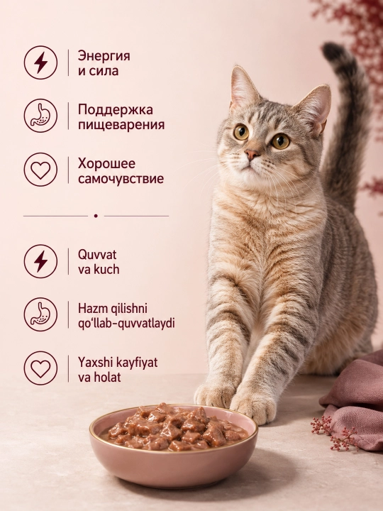 MIR Miracat katta mushuklar uchun mol go‘shtli sousli nam yem, 75 g, 28 dona