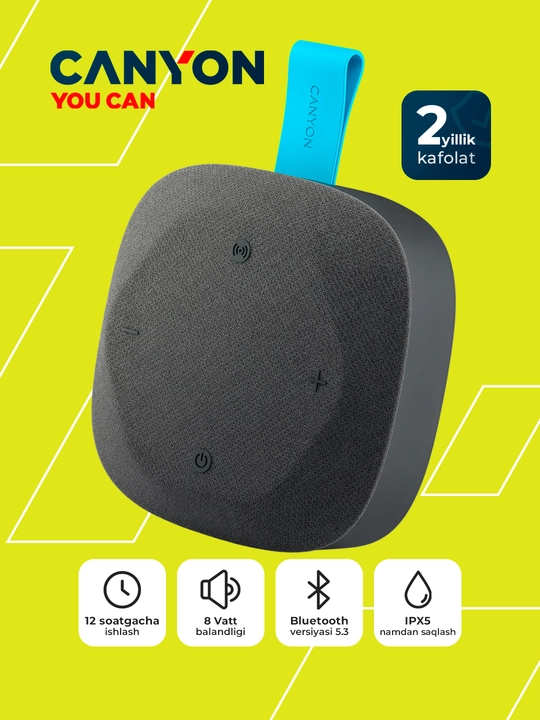 Portativ simsiz bluetooth kolonkasi Canyon Hexagon 10, TWS va IPX5 modellar uchun - 