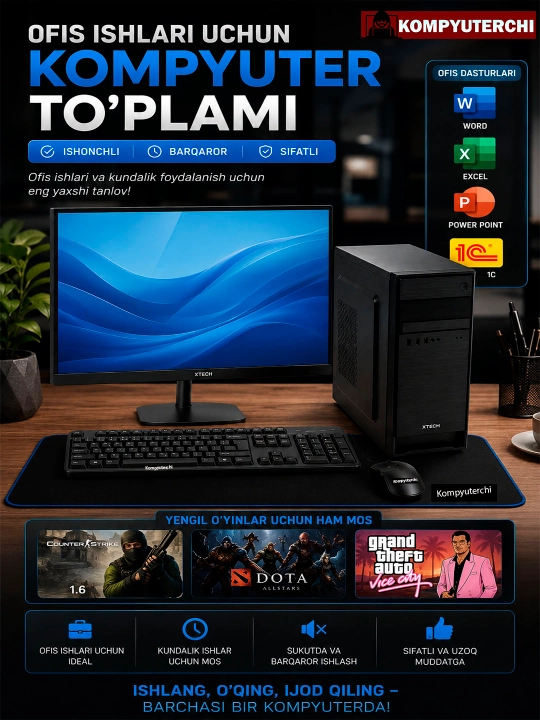 Ofis, uy va o'qish uchun shaxsiy kompyuter, Windows o'rnatilgan, Intel Core i5, 256 GB SSD