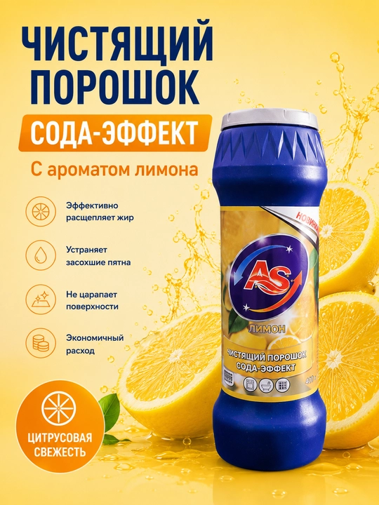 AS Soda-Effekt tozalovchi kukuni 400 g, oshxona va hammom uchun, 4 xil xushbo‘y hidga ega - 