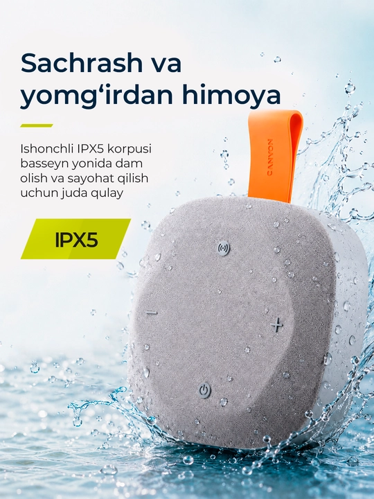 Portativ simsiz bluetooth kolonkasi Canyon Hexagon 10, TWS va IPX5 modellar uchun