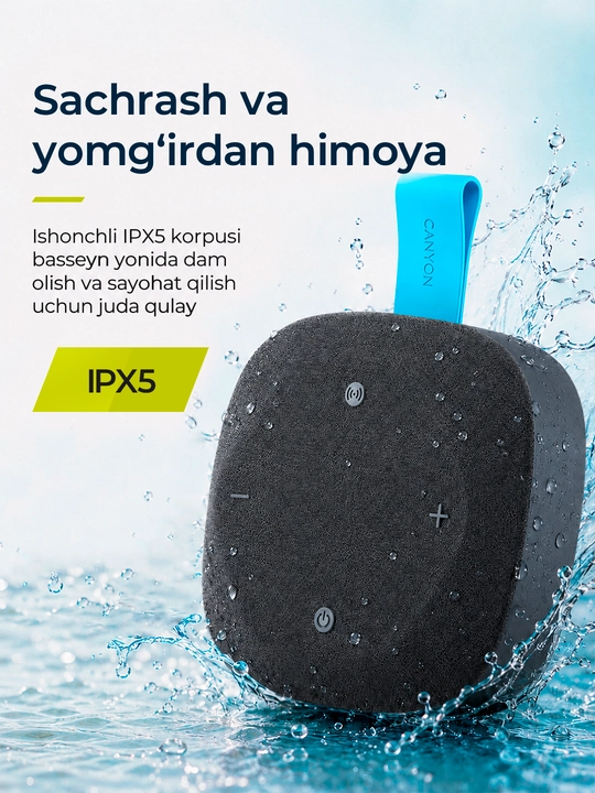 Portativ simsiz bluetooth kolonkasi Canyon Hexagon 10, TWS va IPX5 modellar uchun
